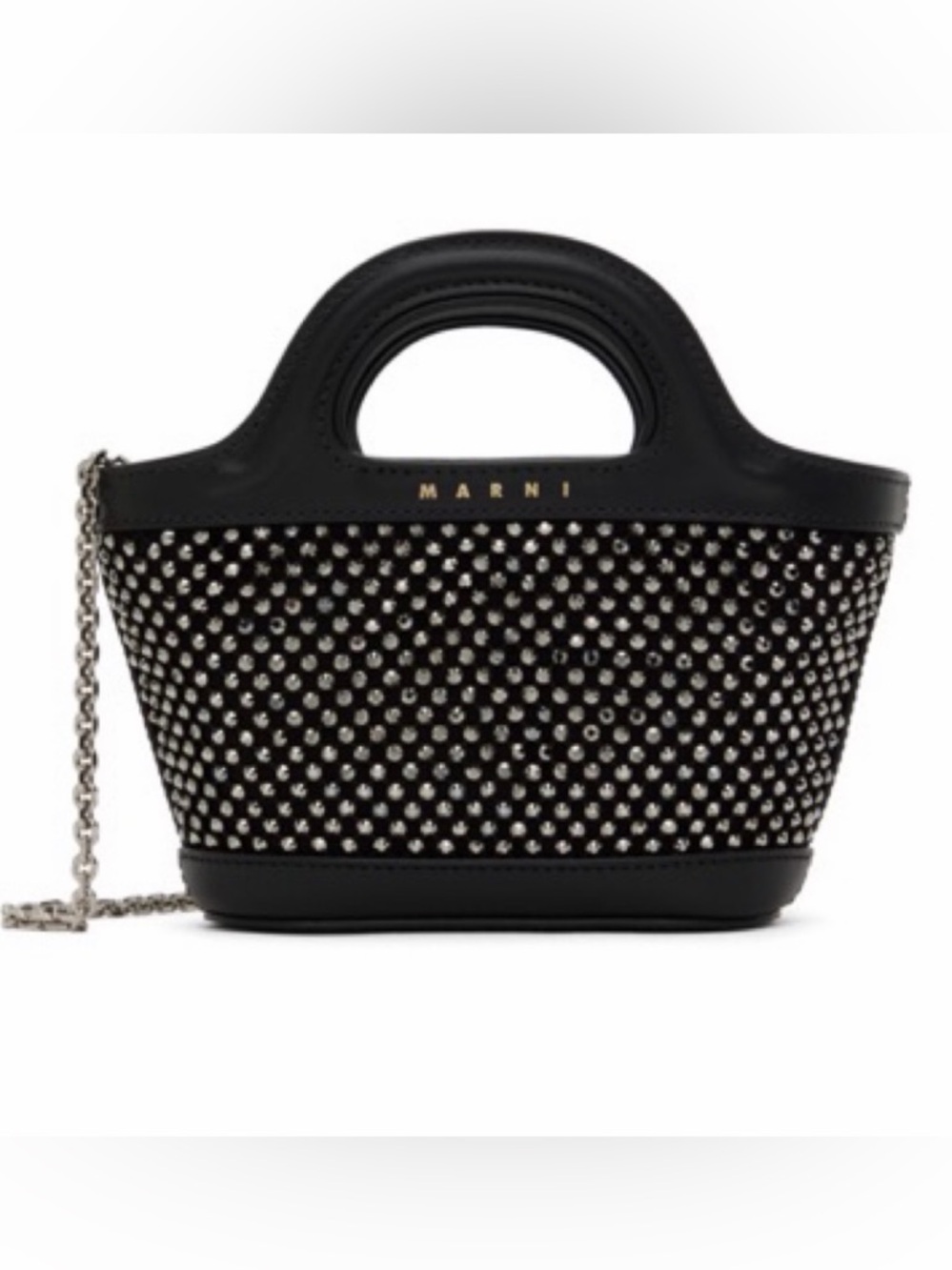 Marni Studded Mini Leather Tote, Black
